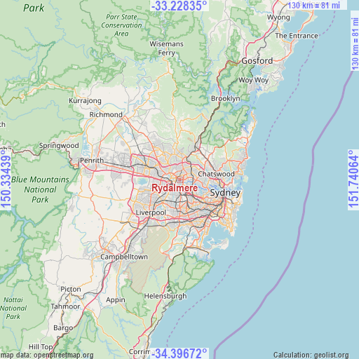 Rydalmere on map