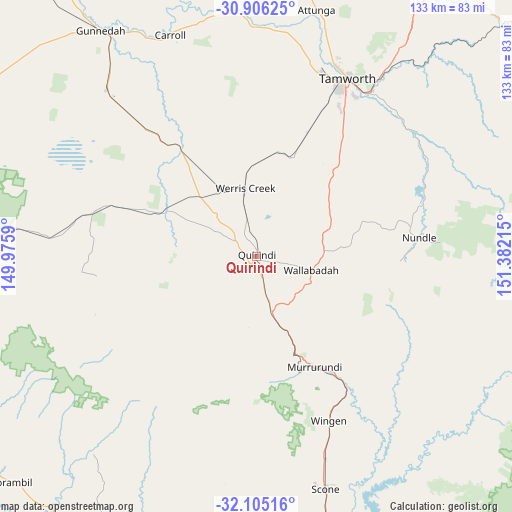 Quirindi on map