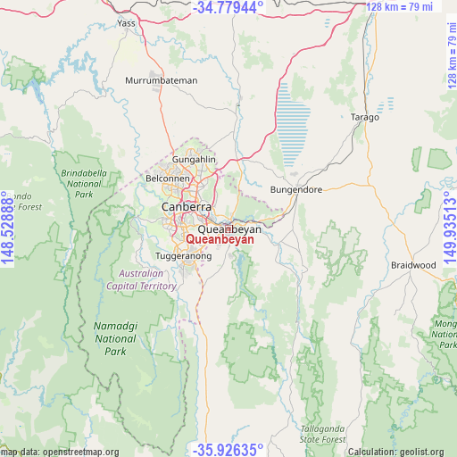 Queanbeyan on map