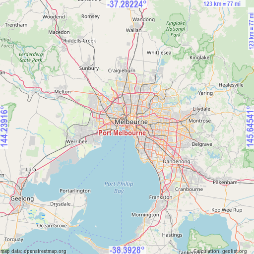 Port Melbourne on map