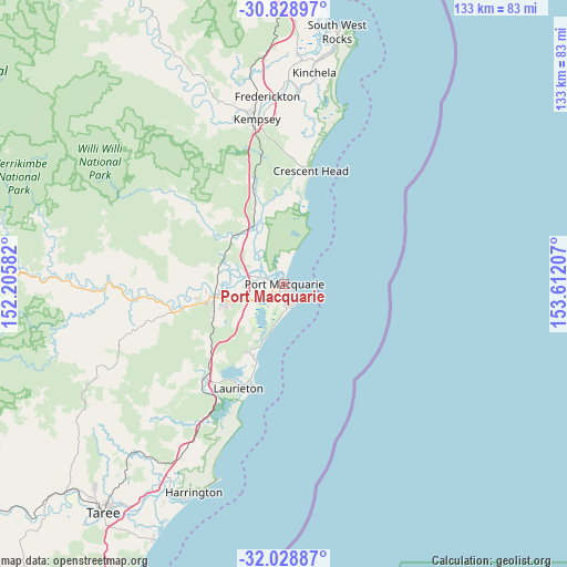 Port Macquarie on map