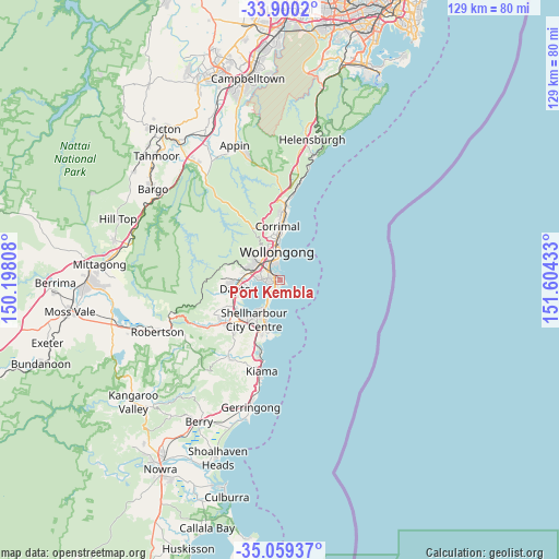 Port Kembla on map