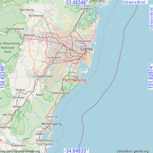 Port Hacking on map