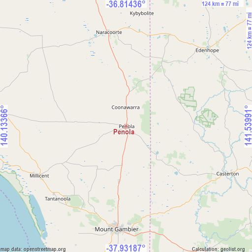 Penola on map