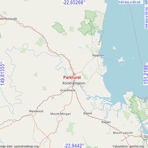 Parkhurst on map