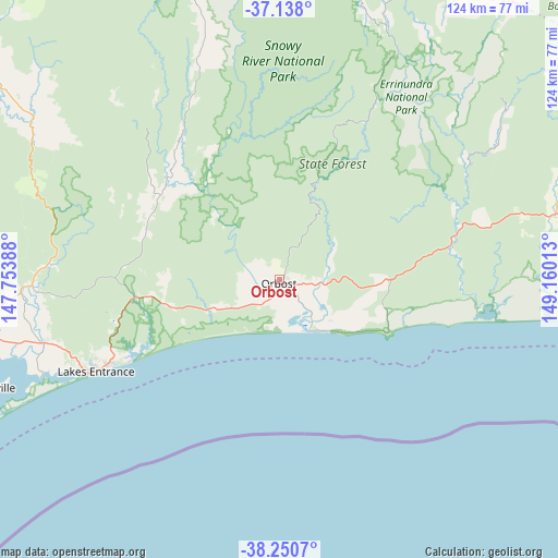 Orbost on map