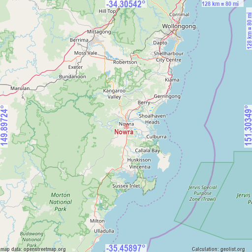 Nowra on map