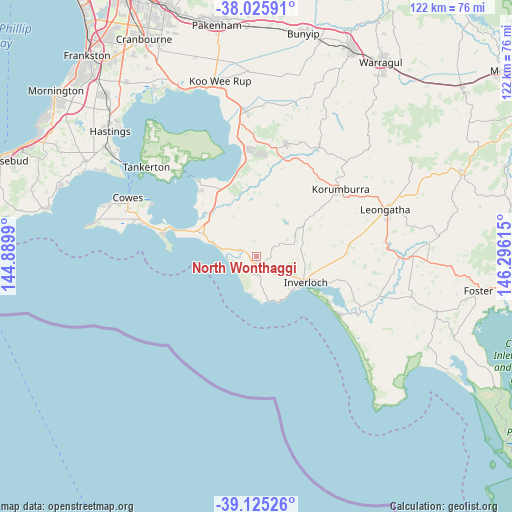North Wonthaggi on map