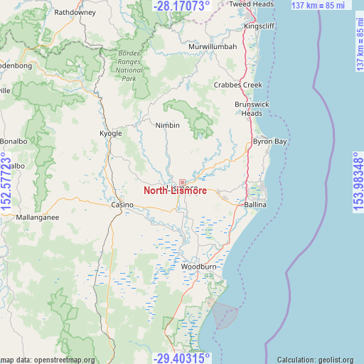 North Lismore on map