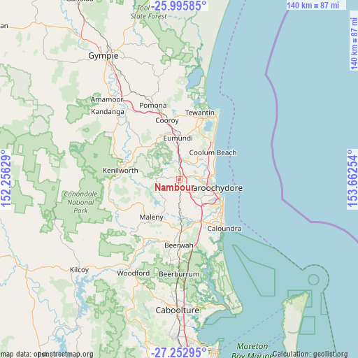Nambour on map