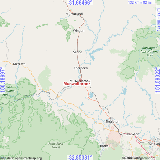Muswellbrook on map