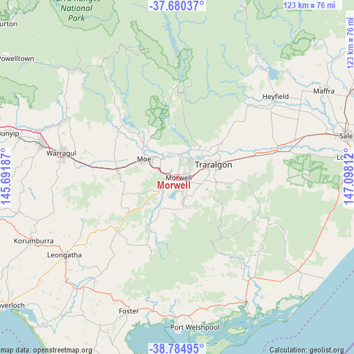 Morwell on map
