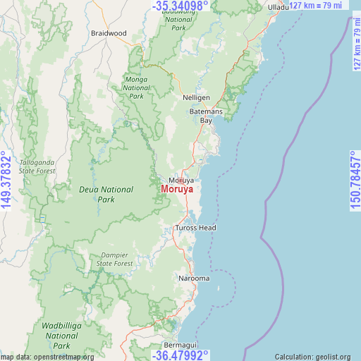 Moruya on map