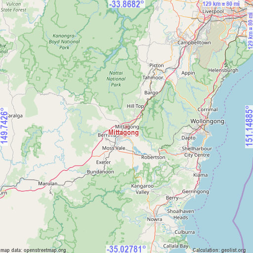 Mittagong on map