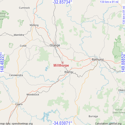 Millthorpe on map