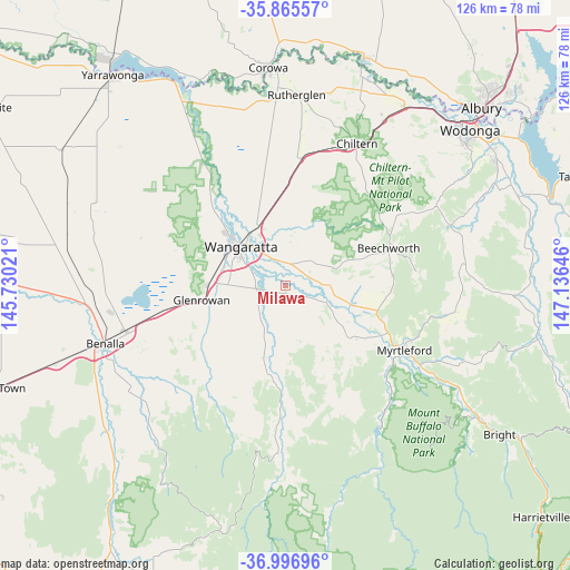 Milawa on map