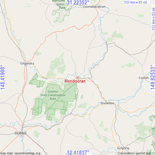 Mendooran on map