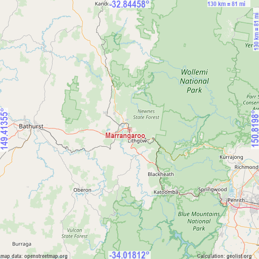 Marrangaroo on map