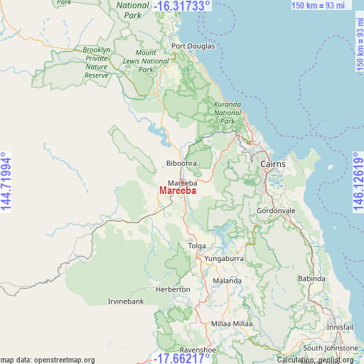 Mareeba on map