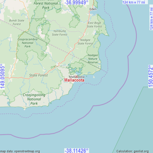 Mallacoota on map