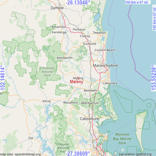 Maleny on map