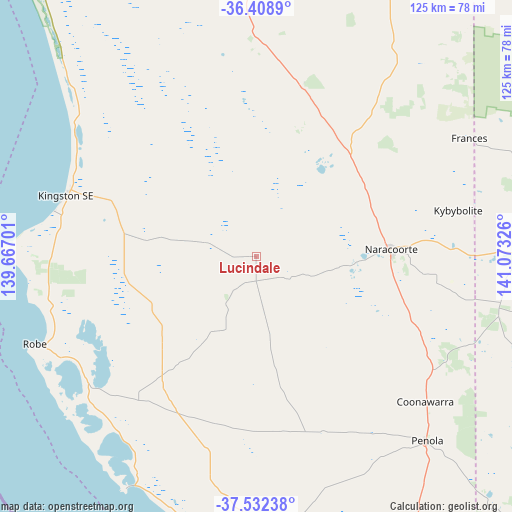 Lucindale on map