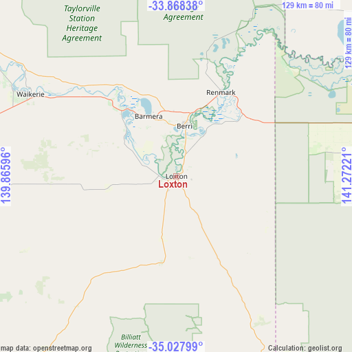Loxton on map