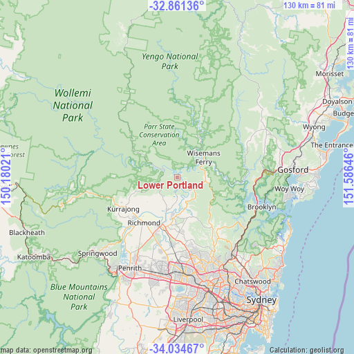 Lower Portland on map