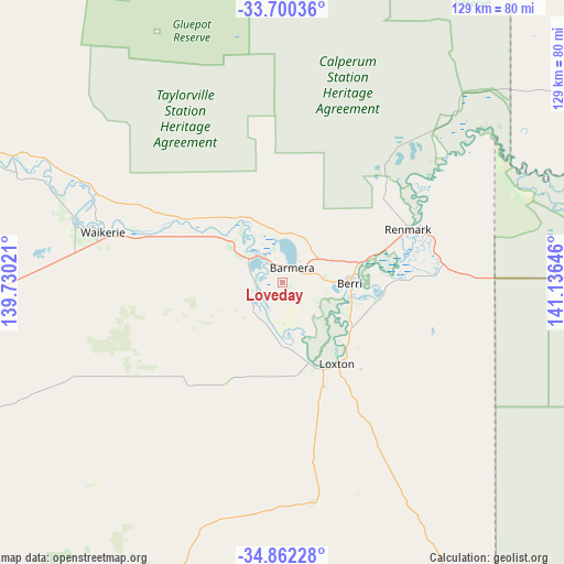 Loveday on map