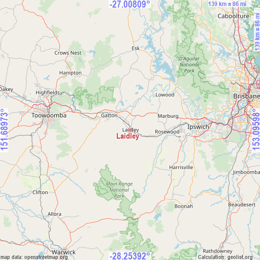Laidley on map