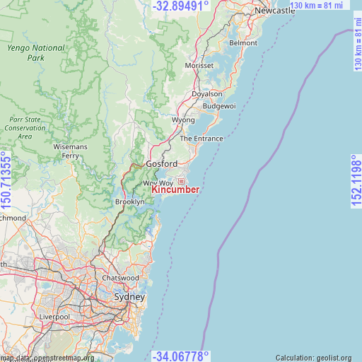 Kincumber on map