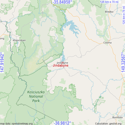 Jindabyne on map