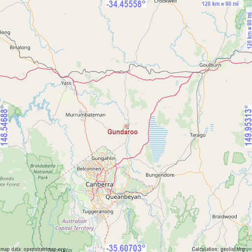 Gundaroo on map
