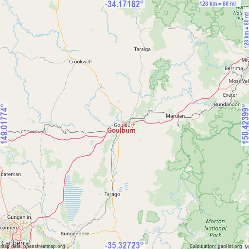 Goulburn on map