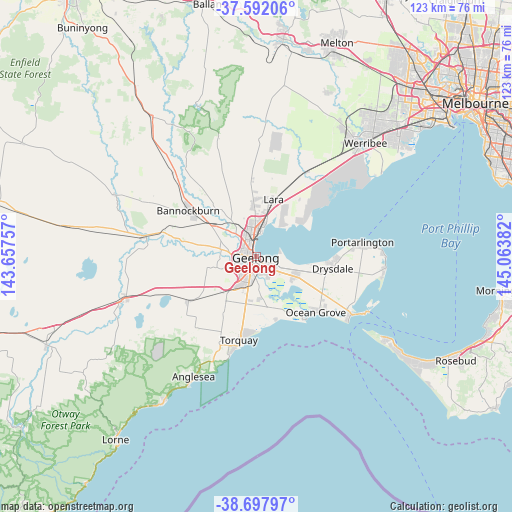 Geelong on map