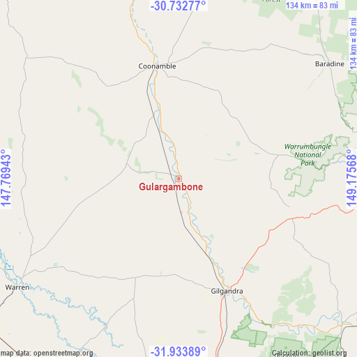 Gulargambone on map