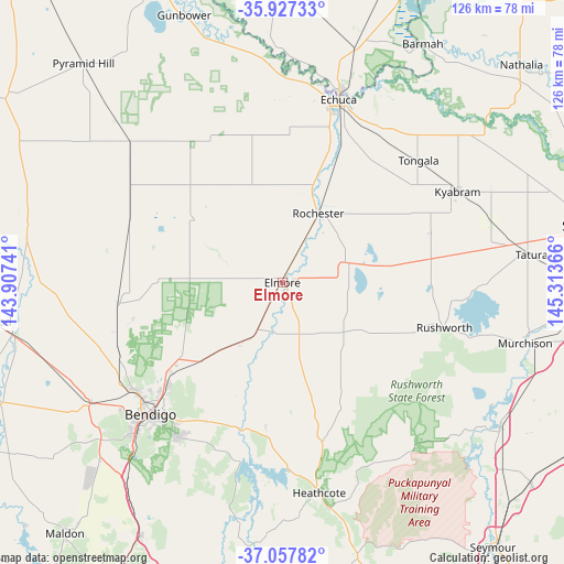 Elmore on map