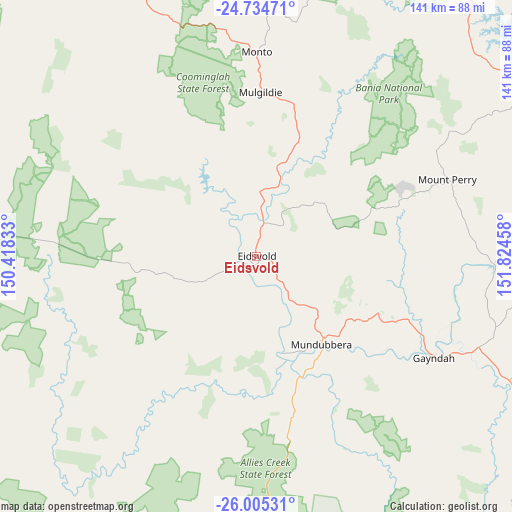 Eidsvold on map