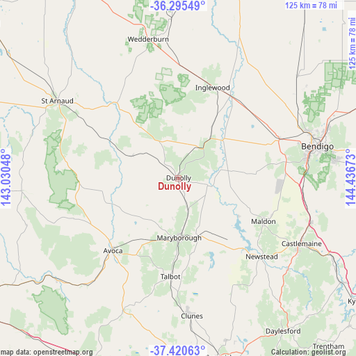 Dunolly on map