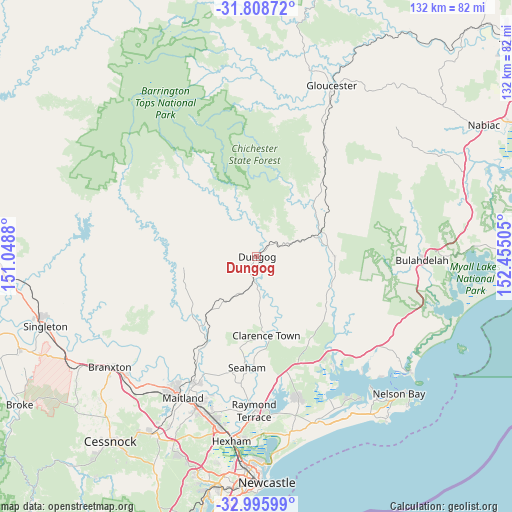 Dungog on map