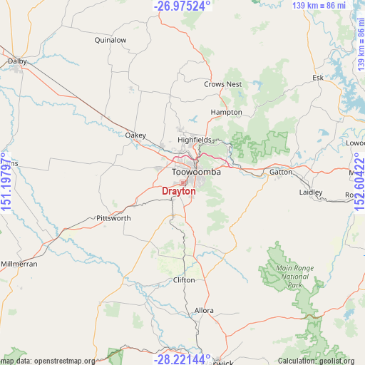 Drayton on map