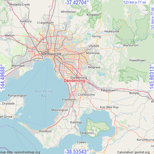 Dandenong on map