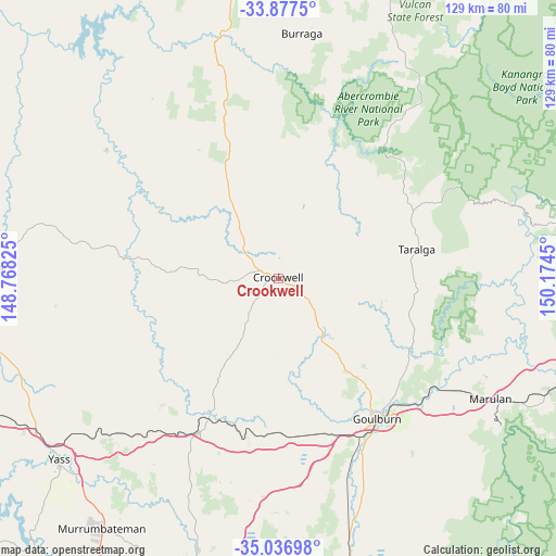 Crookwell on map