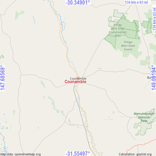 Coonamble on map