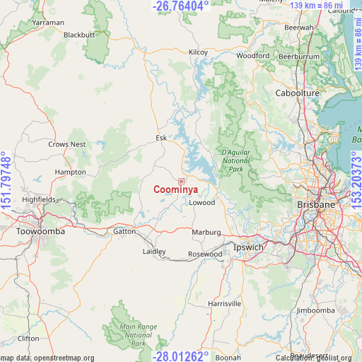 Coominya on map