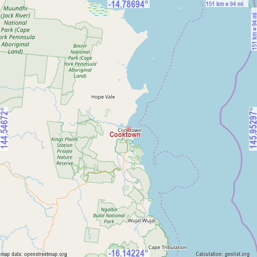 Cooktown on map