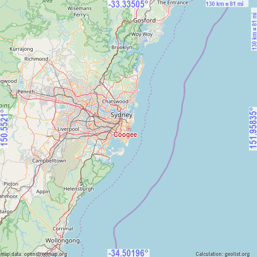 Coogee on map