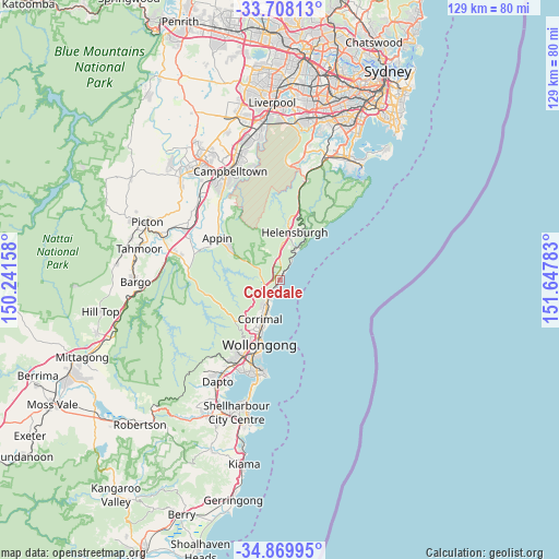 Coledale on map