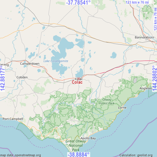 Colac on map