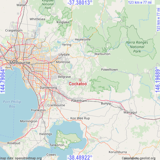 Cockatoo on map